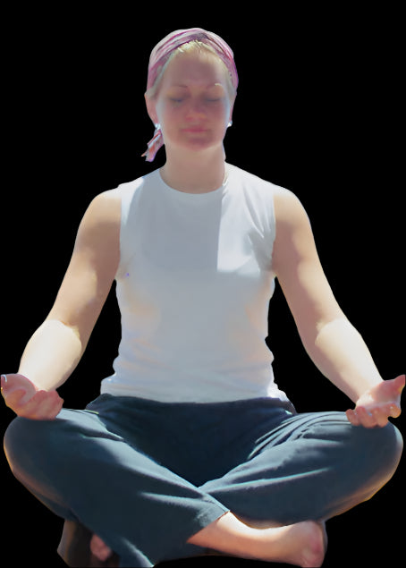 A woman deep in meditation