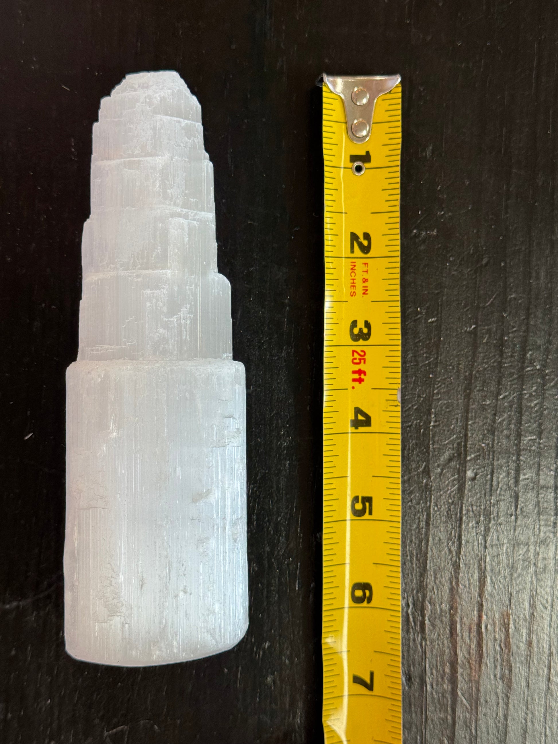 6.5" Selenite Tower - Charger with Ruler