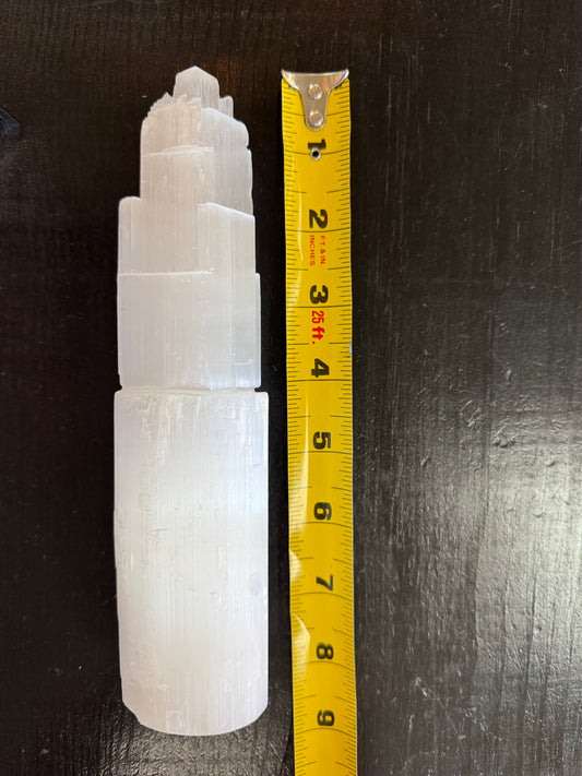 9" Selenite Tower - Charger with Ruler